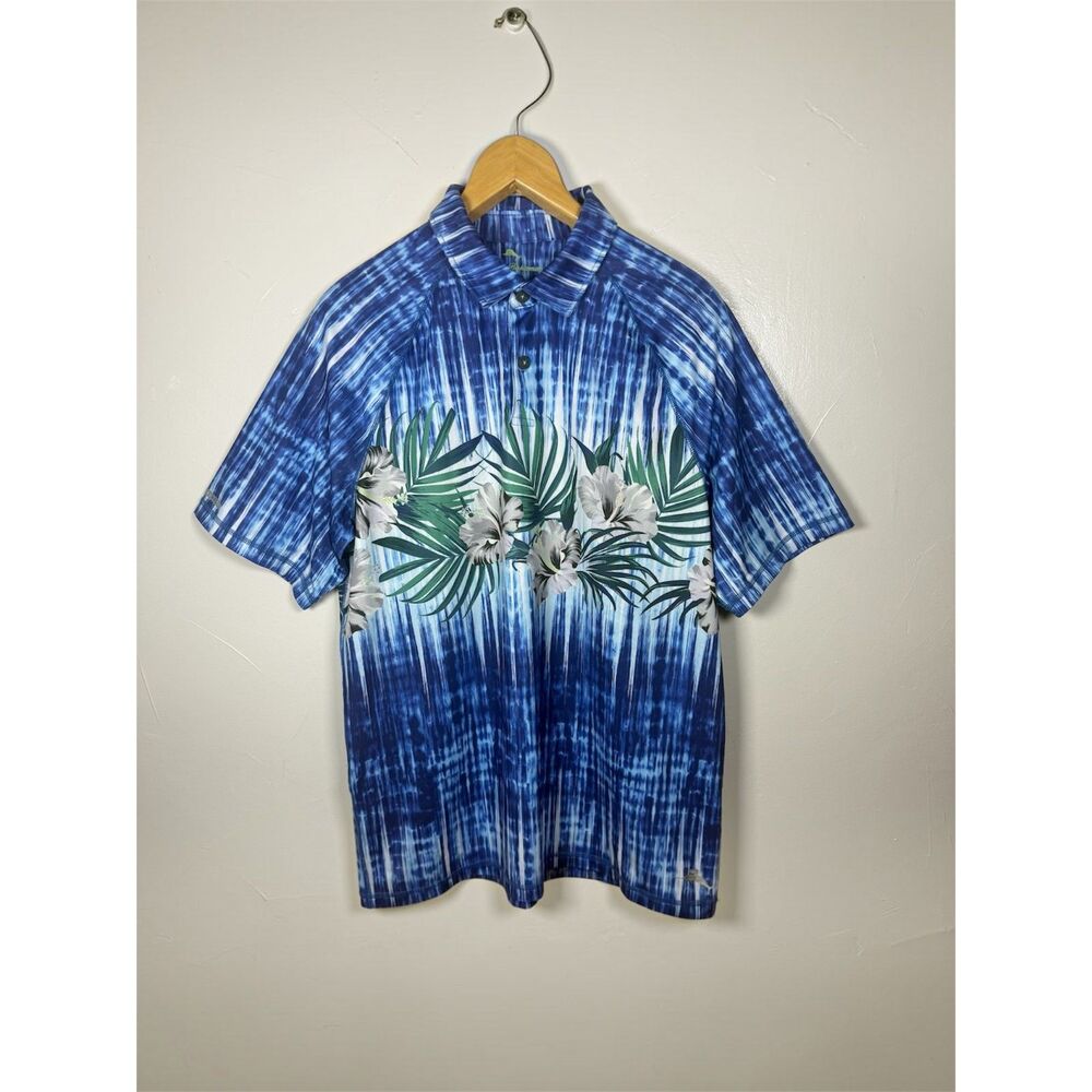Tommy Bahama Island Zone Short Sleeve Shirt Men's Size Medium Blue Gray Floral